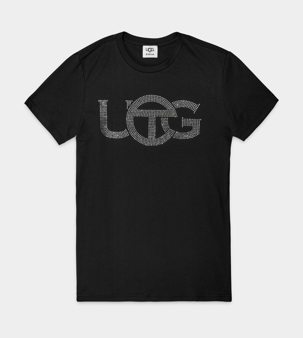 Ugg Tee Shirt Mens - Ugg X Telfar Crystal Logo Black - 487ZRHCYQ